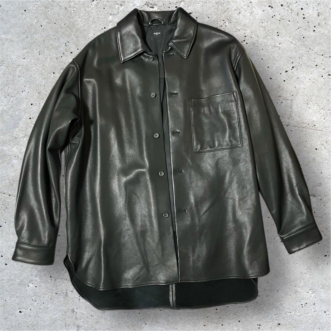 【EDIFICE】シープスキンレザー/シャツジャケット/Lサイズ