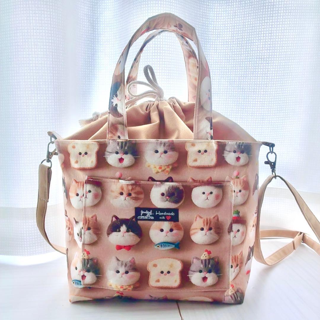 ★のりこ★ ハンドメイド巾着ショルダーバッグ トートバッグ S52