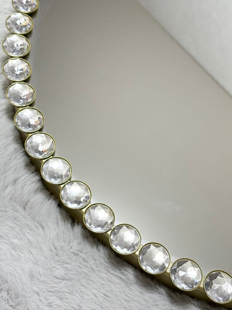 キラキラビジューサークルミラー ゴールド ウォールミラー