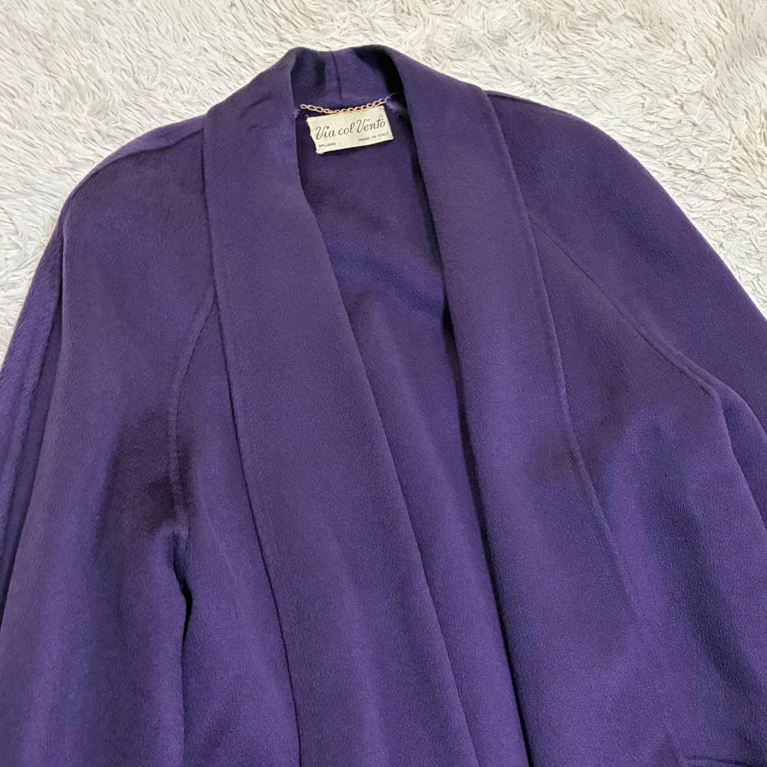 PIACENZA カシミヤ100% 女優襟 女優コート 紫 パープル 最高級