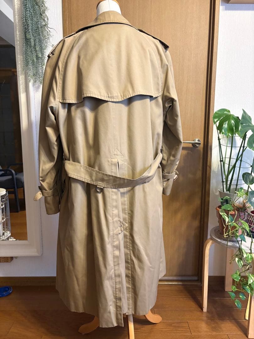 ち【美品バーバリー英国製トレンチコート 】マキシ丈ハニーベージュベルト付き
