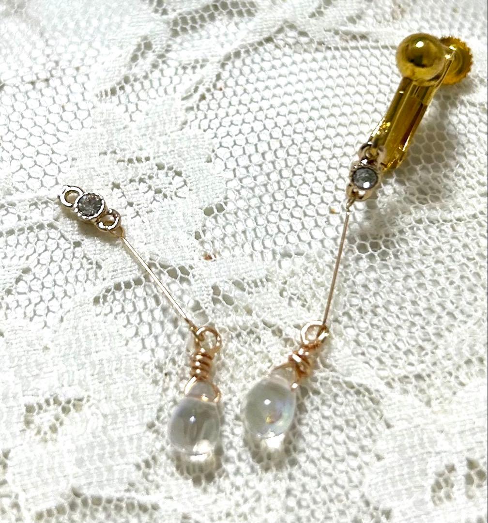 «947»◤完売◢クリア鈴丸ドロップビーズ*グラデーション*淡いパープルが美しい