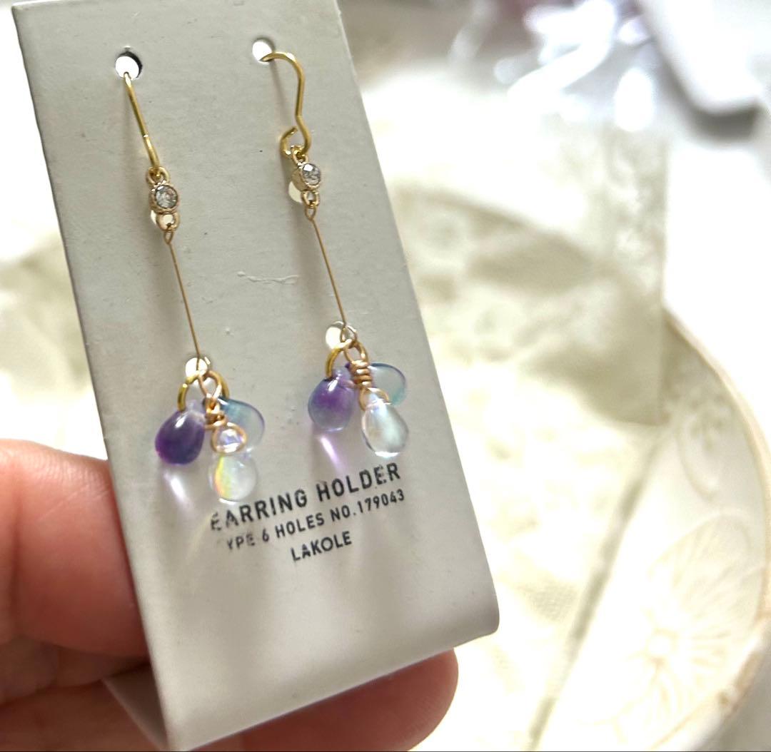 «947»◤完売◢クリア鈴丸ドロップビーズ*グラデーション*淡いパープルが美しい