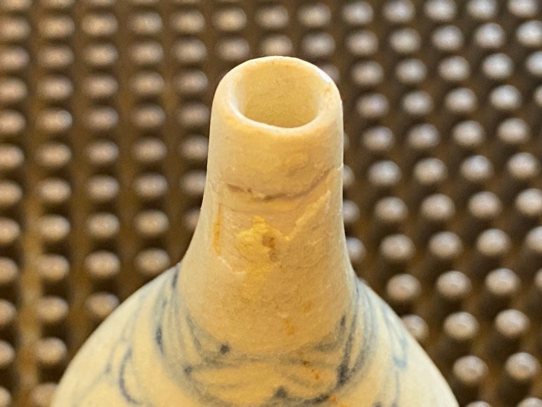 安南焼・アナミス　ミニ染付花器　　　鑑賞台付　 一輪挿し　ヴィンテージ　　レア