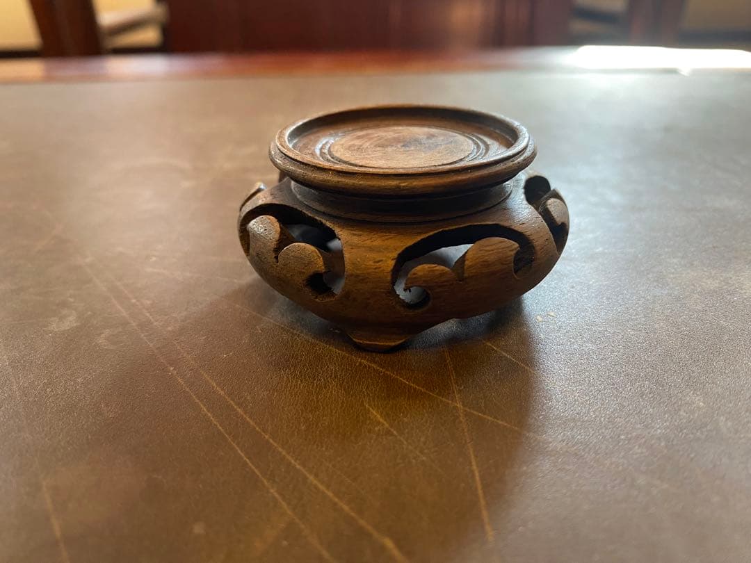 安南焼・アナミス　ミニ染付花器　　　鑑賞台付　 一輪挿し　ヴィンテージ　　レア