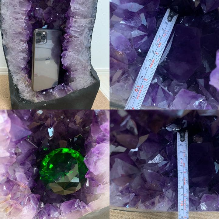 圧倒的な存在感と濃い紫と白い水晶コラボ超巨大ポイントのアメジストタワードーム