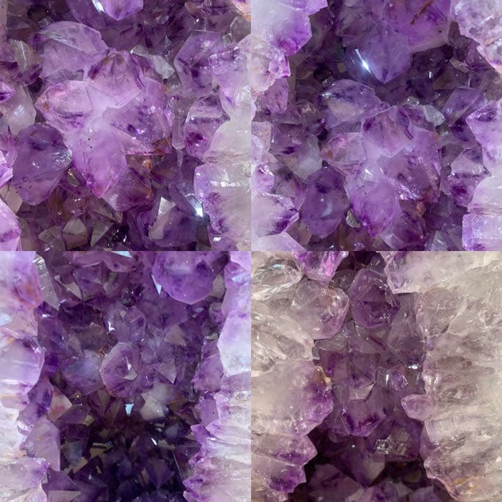 圧倒的な存在感と濃い紫と白い水晶コラボ超巨大ポイントのアメジストタワードーム