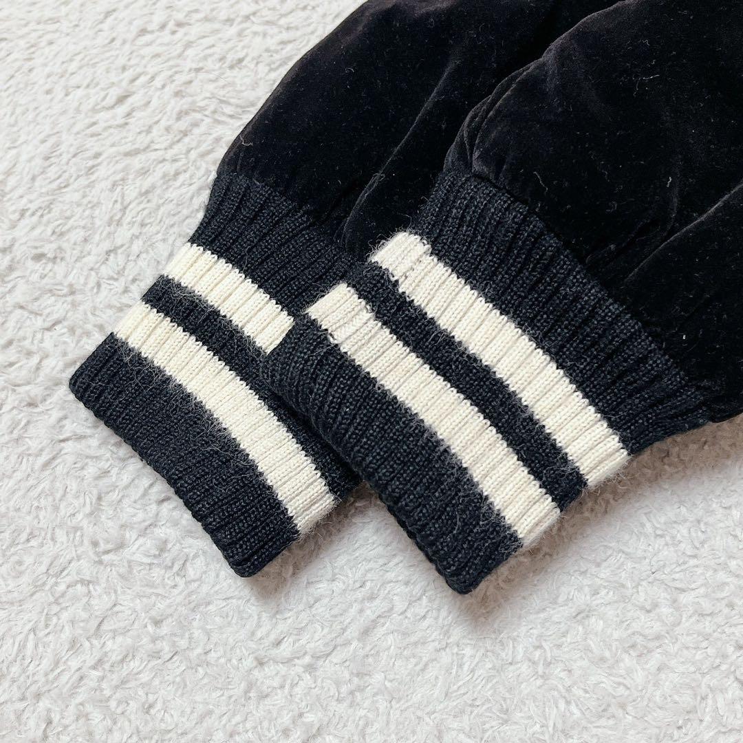 【HUNDREDCLUB】スカジャン 龍刺繍 ベロア (2) ドラゴン 黒