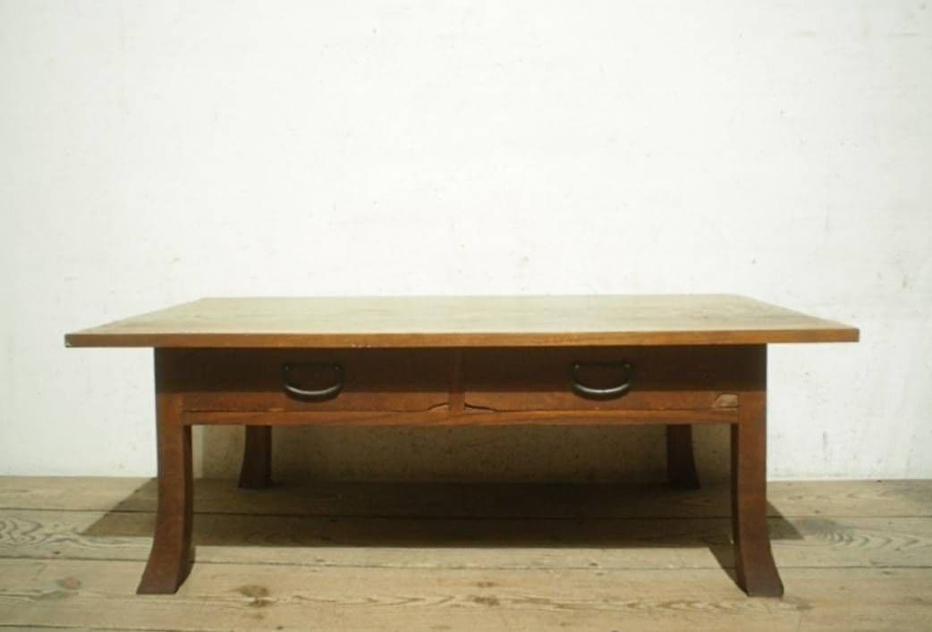 1049 アンティーク　欅の文机　ケヤキ　ローテーブル　古家具　引き出し　レトロ