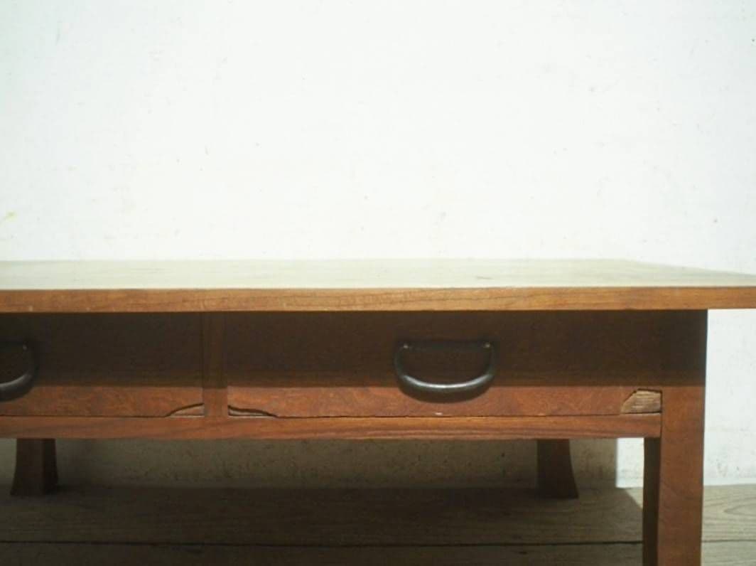 1049 アンティーク　欅の文机　ケヤキ　ローテーブル　古家具　引き出し　レトロ