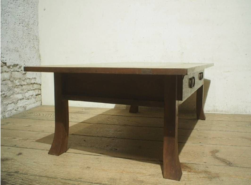 1049 アンティーク　欅の文机　ケヤキ　ローテーブル　古家具　引き出し　レトロ