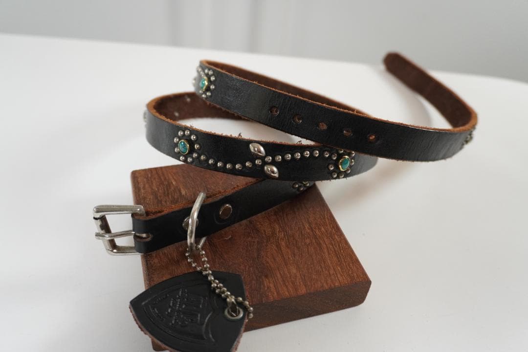 ▢ＨＴＣ▢エイチティーシー 　スタッズベルト 　　ナロー　ターコイズ