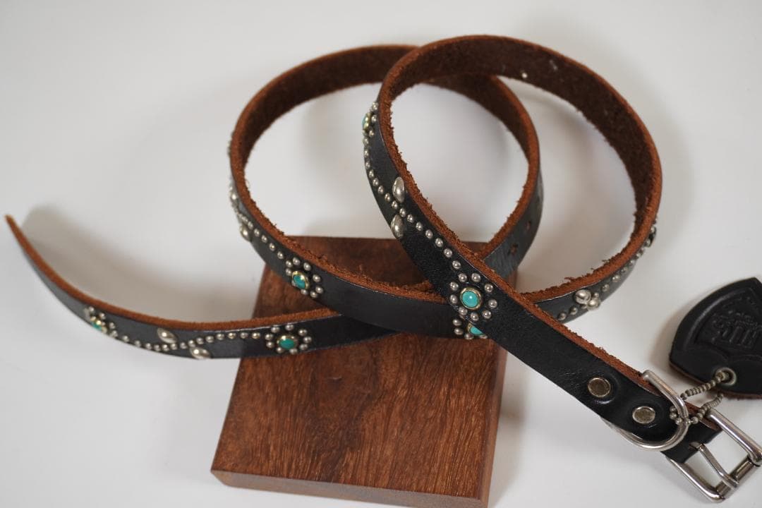 ▢ＨＴＣ▢エイチティーシー 　スタッズベルト 　　ナロー　ターコイズ