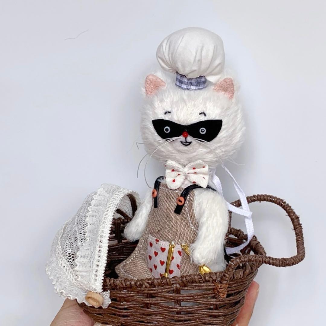 怪盗白猫さん ぬいぐるみ ハンドメイド アーティストベア 海外作家様 部屋飾り