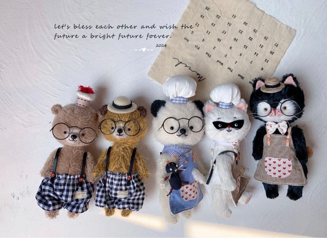 怪盗白猫さん ぬいぐるみ ハンドメイド アーティストベア 海外作家様 部屋飾り