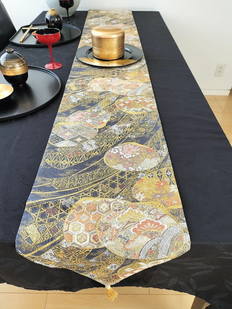 A463★高級‼️お祝い‼️袋帯テーブルランナー2m9cm