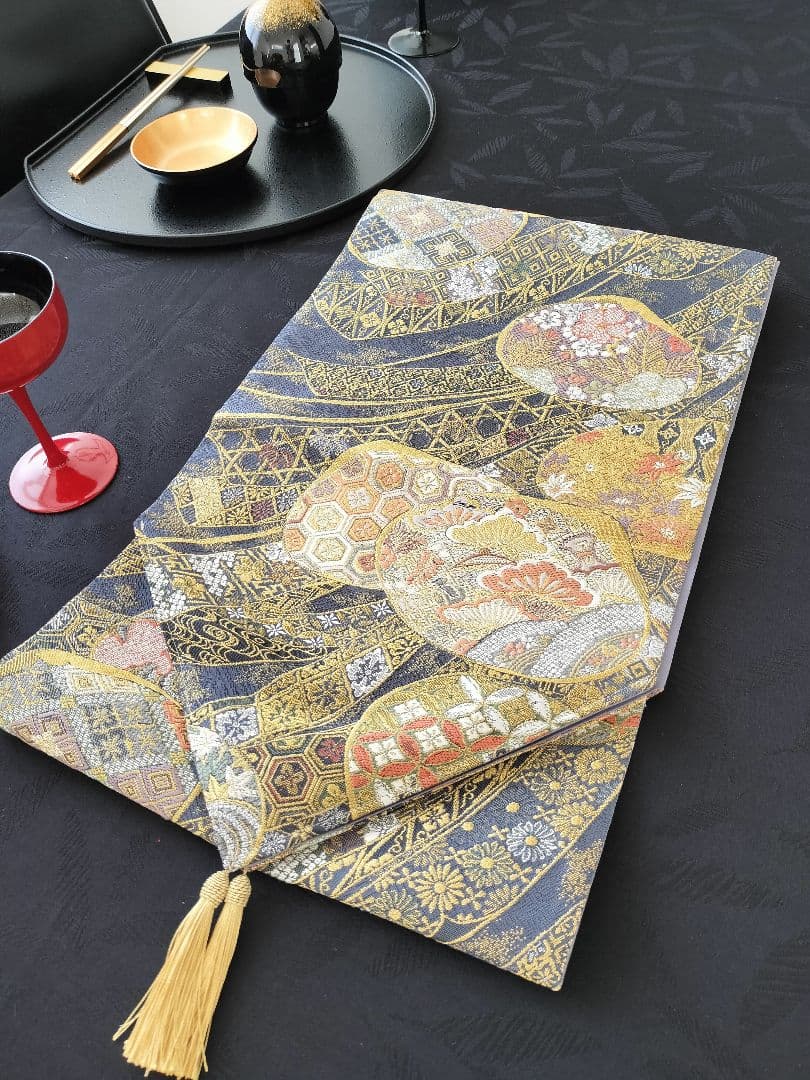 A463★高級‼️お祝い‼️袋帯テーブルランナー2m9cm