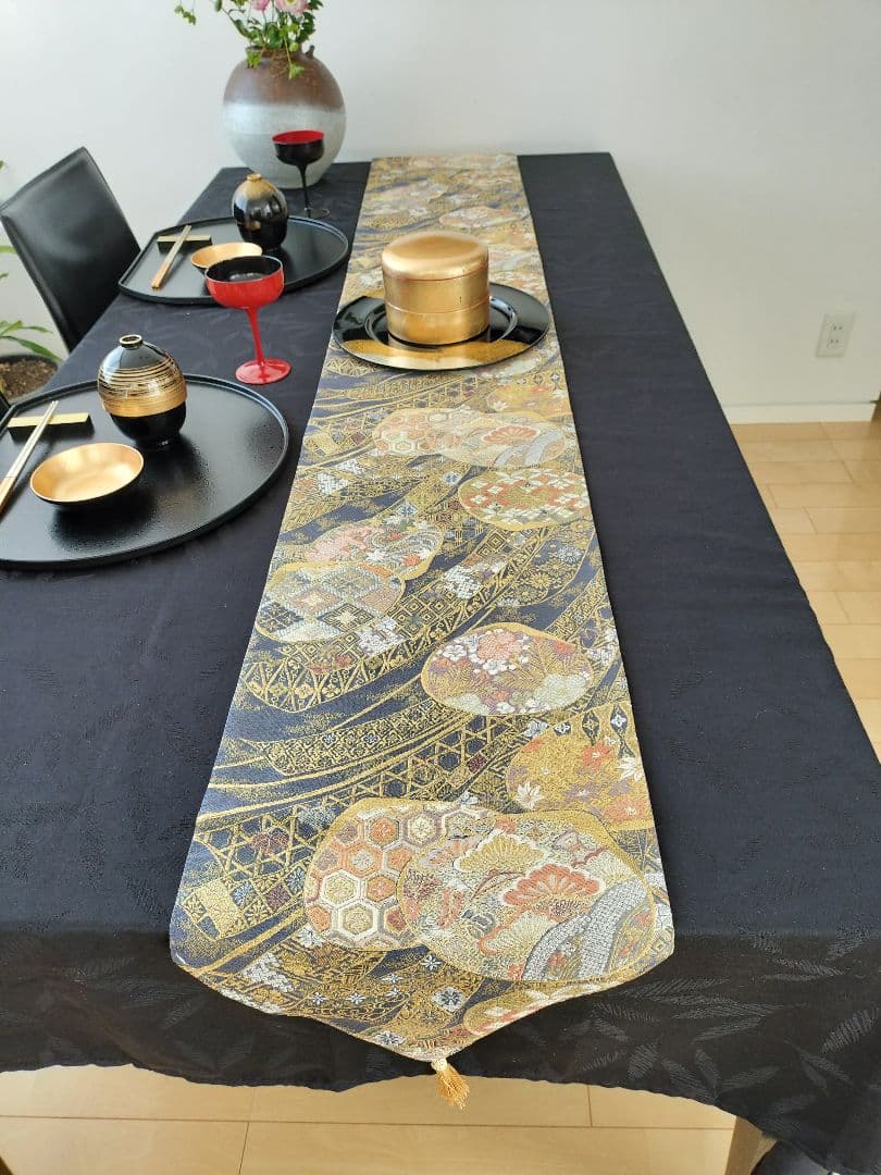 A463★高級‼️お祝い‼️袋帯テーブルランナー2m9cm