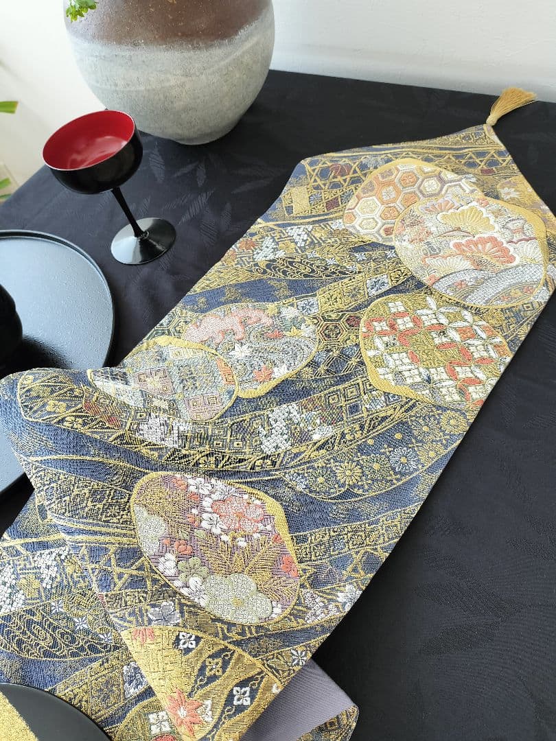 A463★高級‼️お祝い‼️袋帯テーブルランナー2m9cm