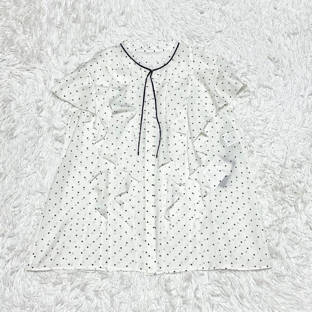 ✨未使用タグ付き✨ANAYI アナイ ドットスパンローンラッフルブラウス