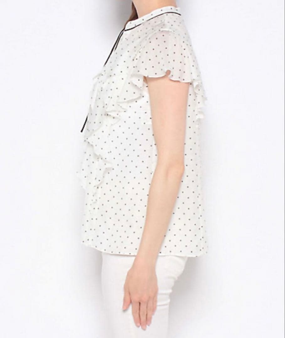 ✨未使用タグ付き✨ANAYI アナイ ドットスパンローンラッフルブラウス