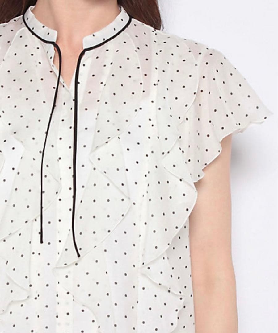 ✨未使用タグ付き✨ANAYI アナイ ドットスパンローンラッフルブラウス
