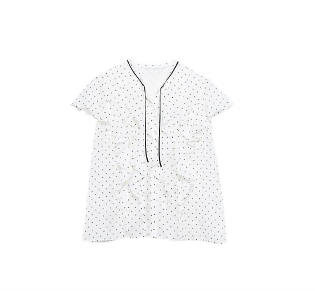 ✨未使用タグ付き✨ANAYI アナイ ドットスパンローンラッフルブラウス