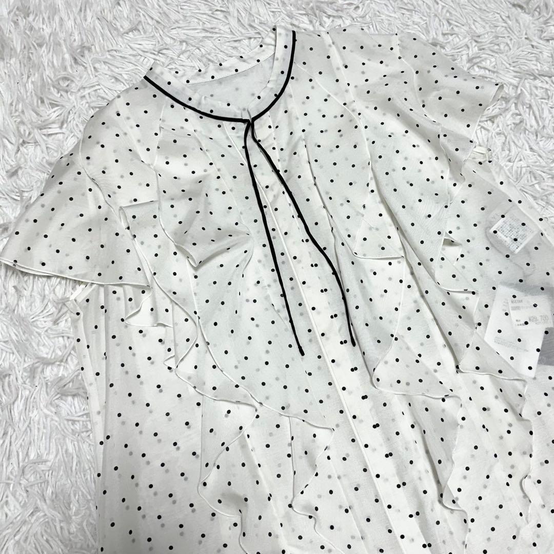 ✨未使用タグ付き✨ANAYI アナイ ドットスパンローンラッフルブラウス