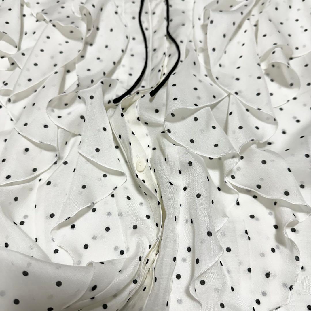 ✨未使用タグ付き✨ANAYI アナイ ドットスパンローンラッフルブラウス