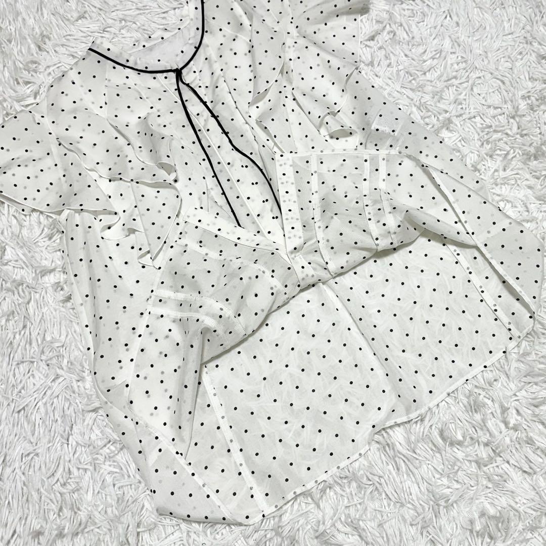✨未使用タグ付き✨ANAYI アナイ ドットスパンローンラッフルブラウス