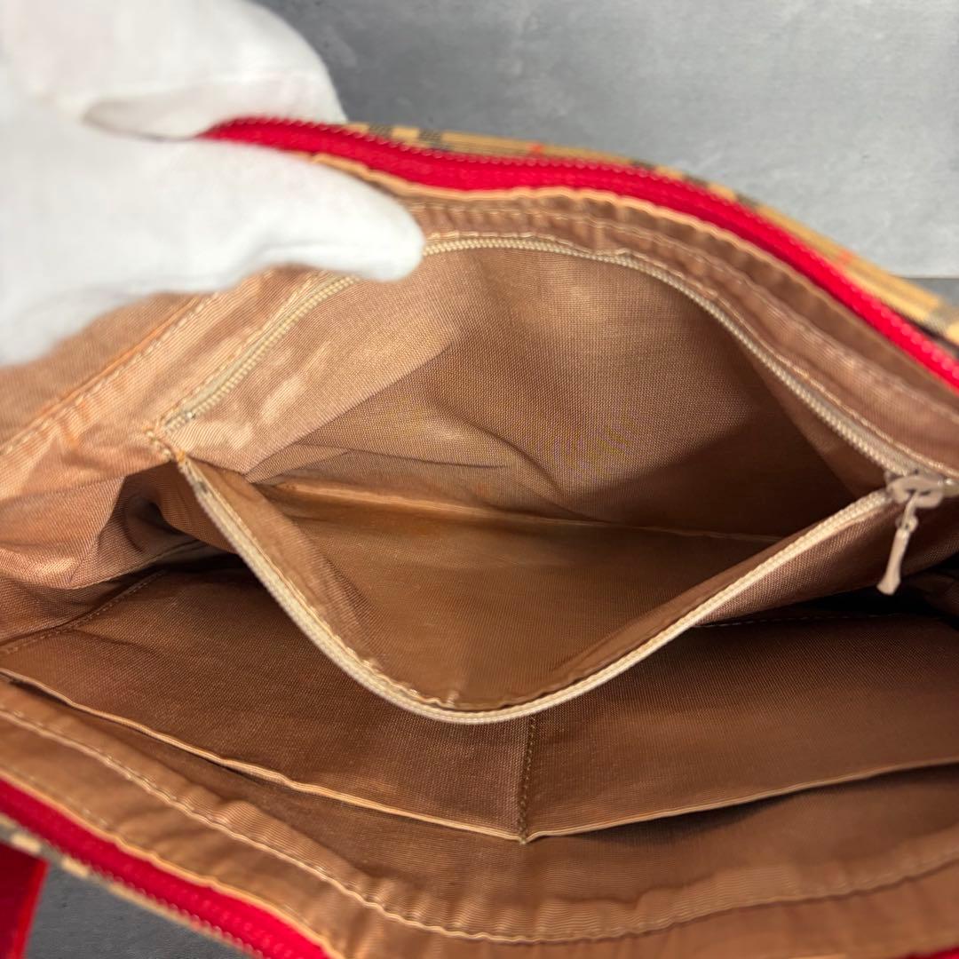 BURBERRYS トートバッグ シャドーホース キャンバス ノバチェック 赤