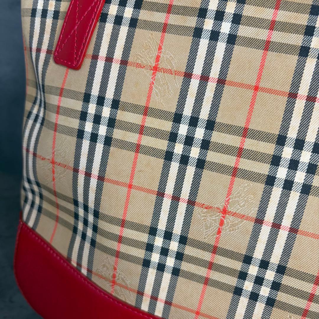 BURBERRYS トートバッグ シャドーホース キャンバス ノバチェック 赤