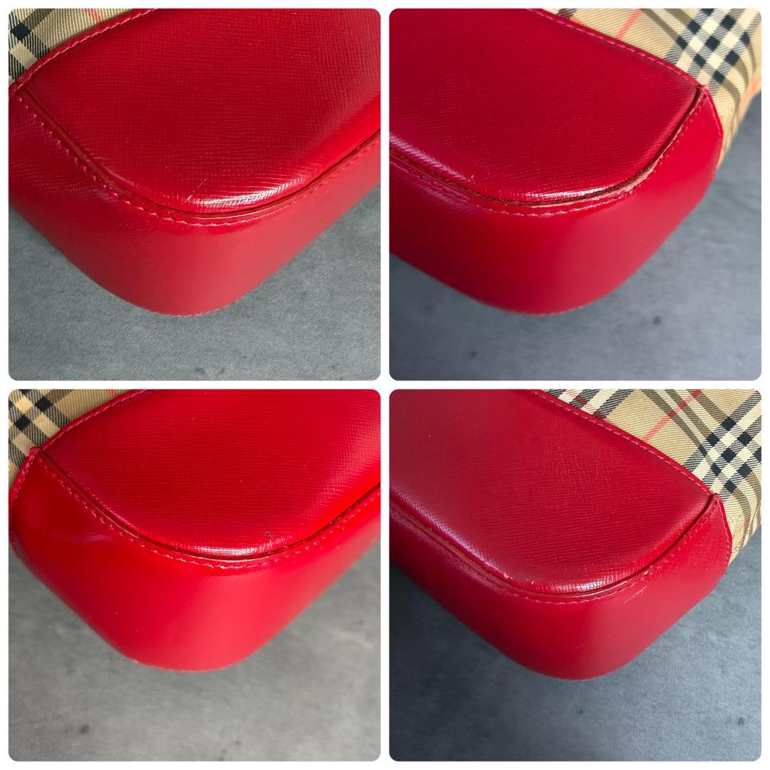 BURBERRYS トートバッグ シャドーホース キャンバス ノバチェック 赤