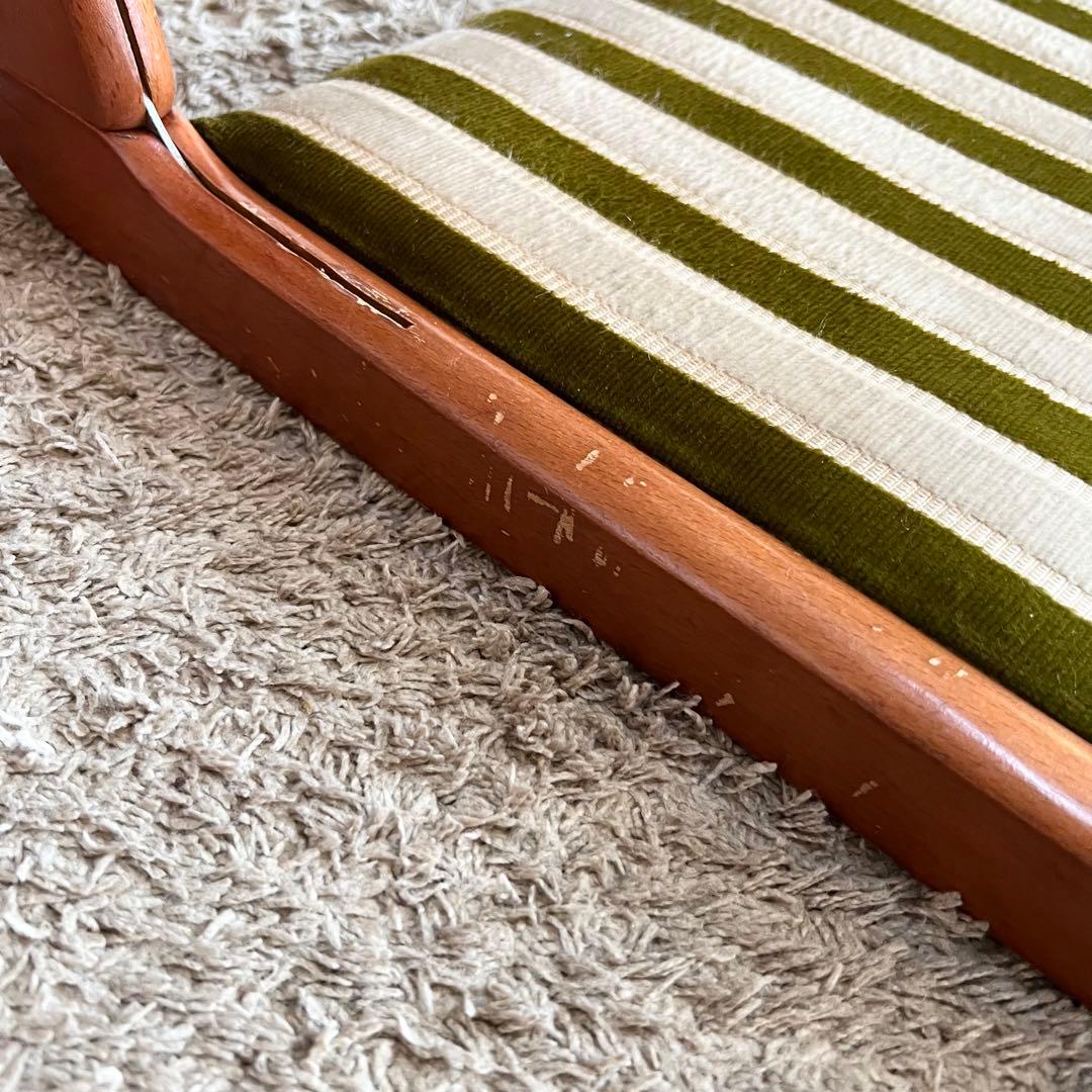 再度お値下げしました！ストライプデザイン折りたたみ座椅子2脚セット　昭和レトロ