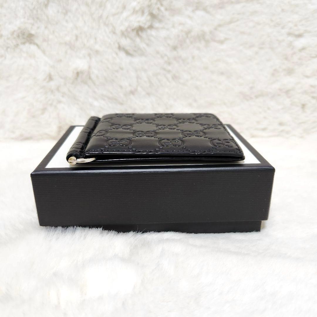 ✨極美品✨グッチ　マネークリップ　シマレザー　ブラック　ブラック