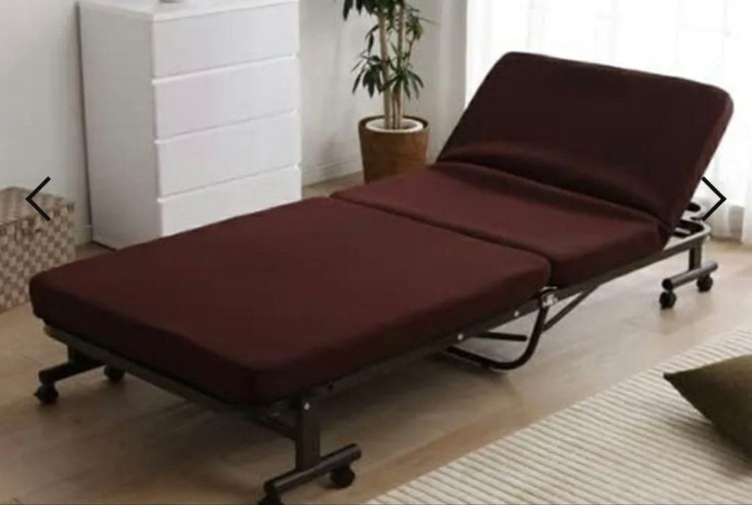 アイリスオーヤマ　 折りたたみベッド シングル 低反発 リクライニング ブラウン