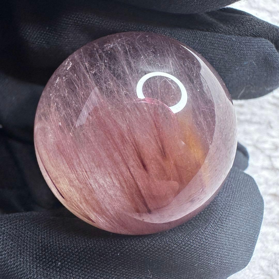 希少❗️極上別格品❗️超美品♡ピンクサゲニティックインクォーツ丸玉スフィアA1301