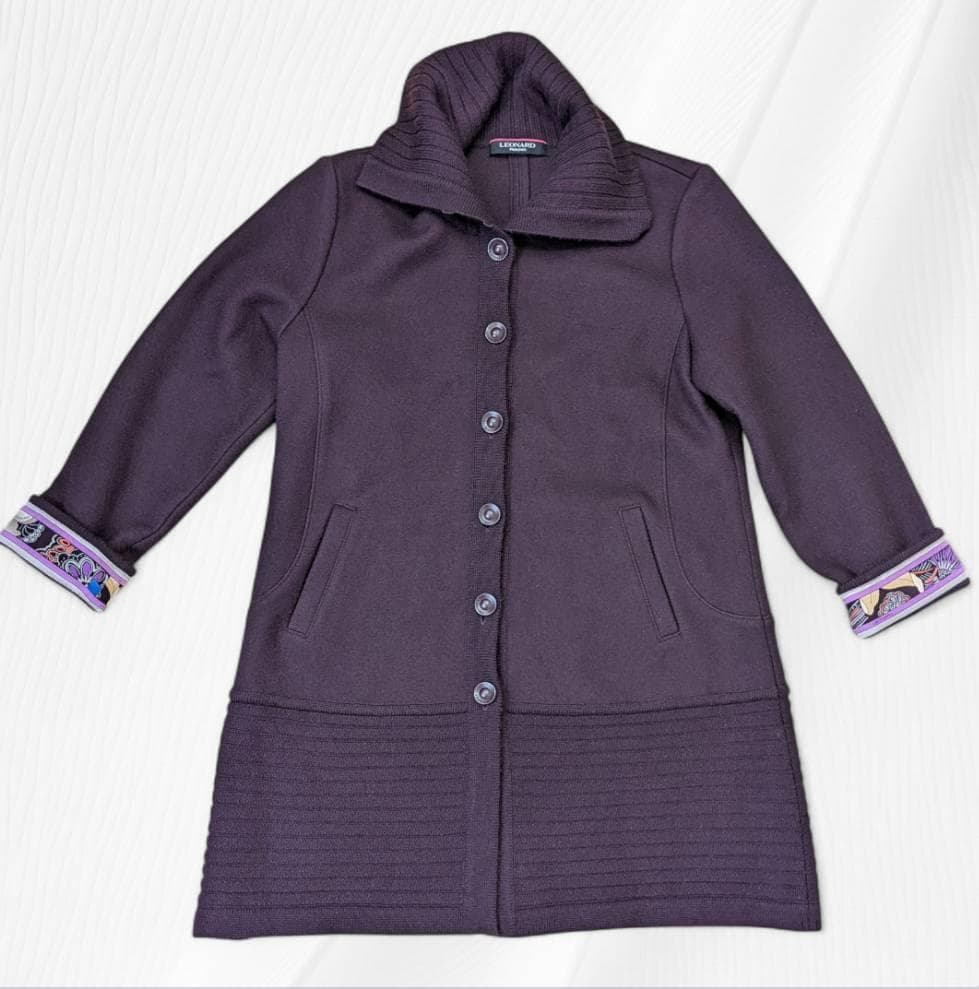 LEONARD レオナール コート パープル系 花柄 ４２サイズ