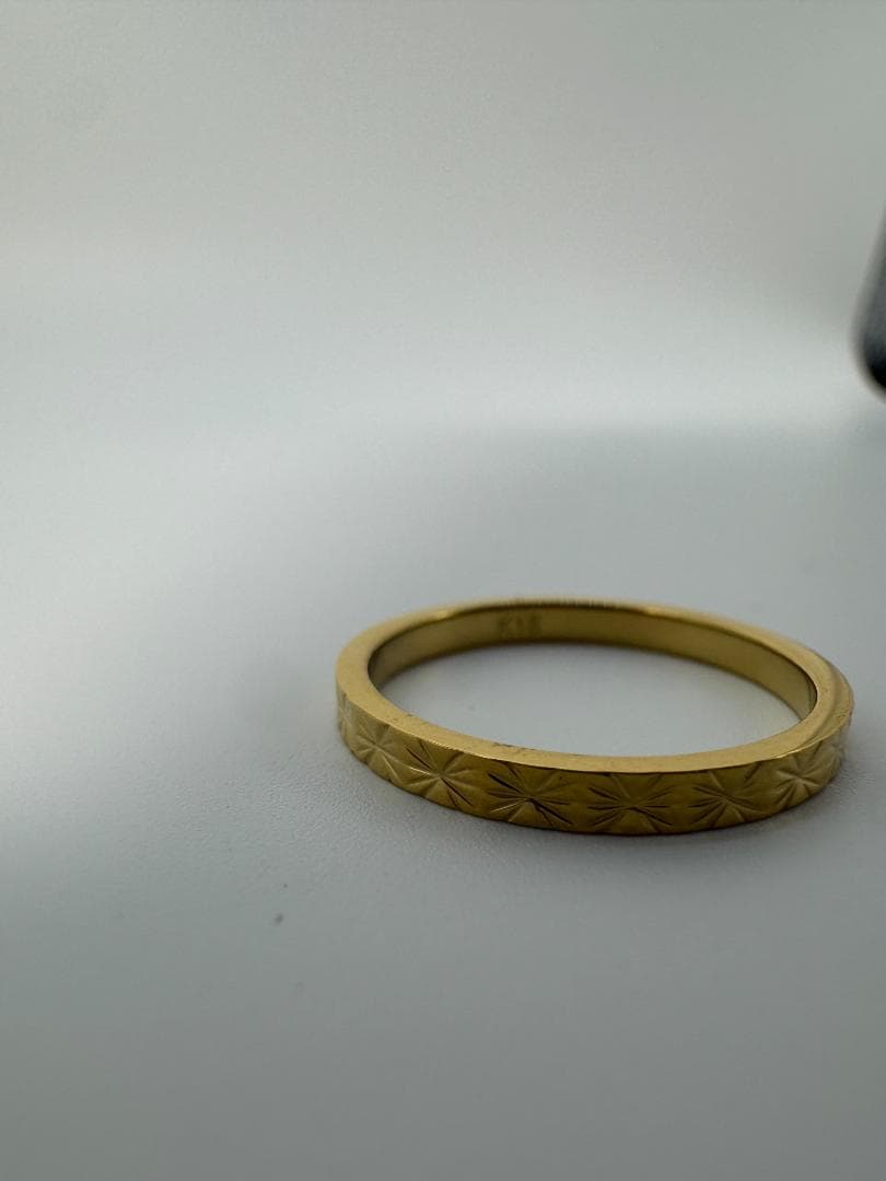 K18ゴールド エンボス加工リング1.08g/11号