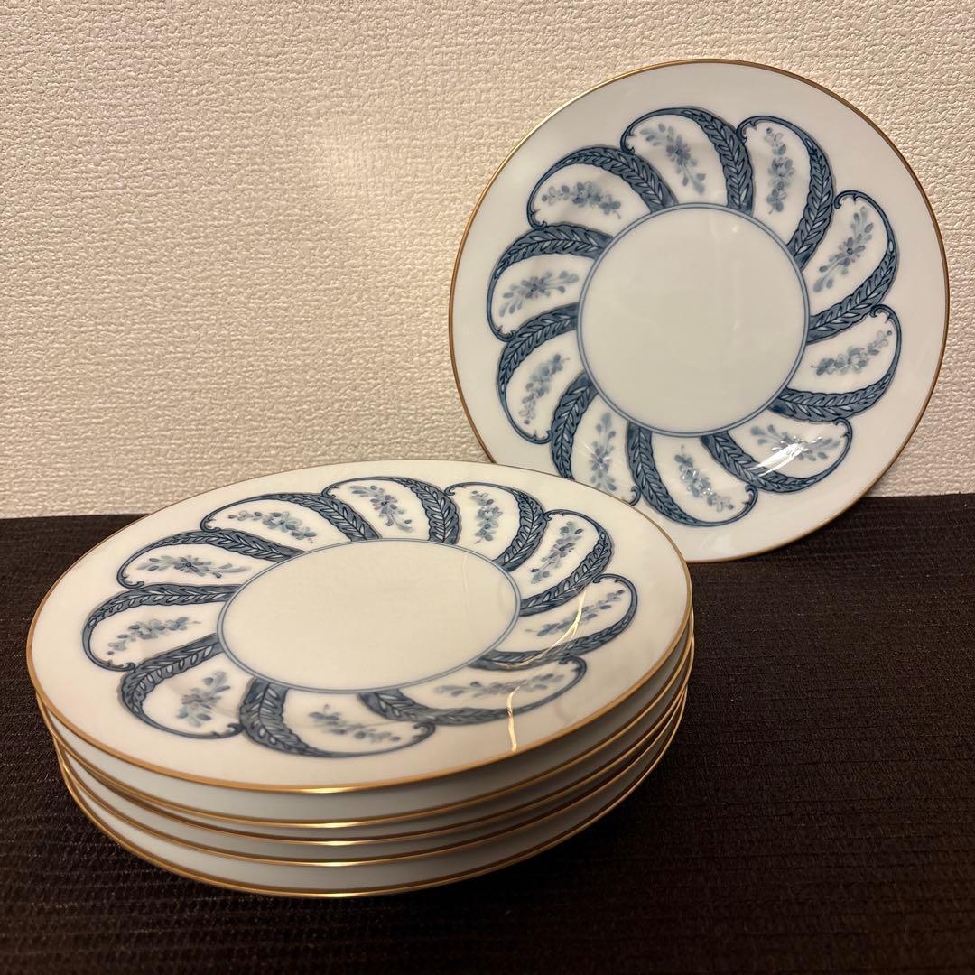 大倉陶園　呉須更紗　デザートプレート　20cm 金彩　手描き