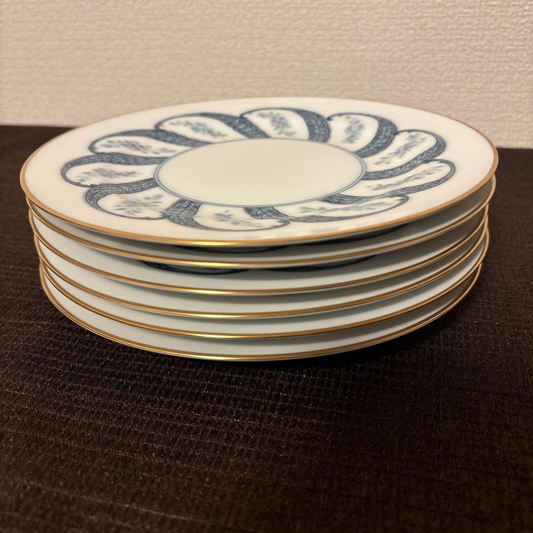 大倉陶園　呉須更紗　デザートプレート　20cm 金彩　手描き