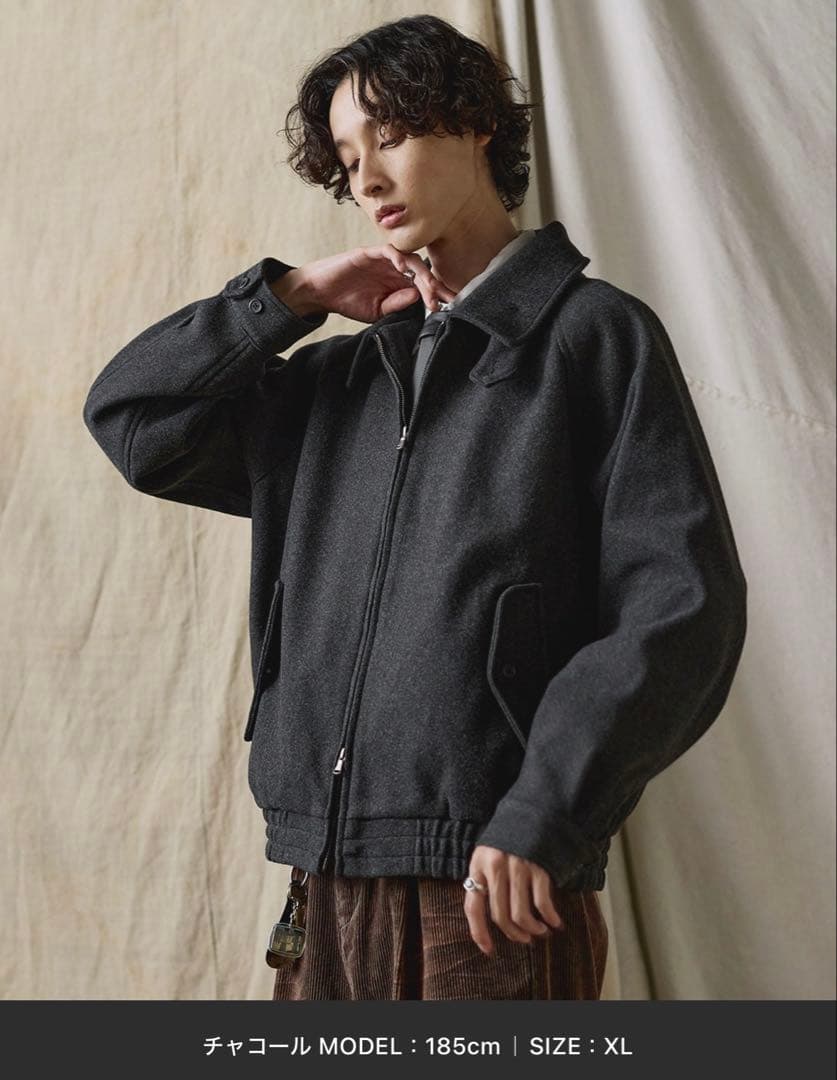 bleme ダブルジップ メルトンハリントンジャケット チンストラップ付き