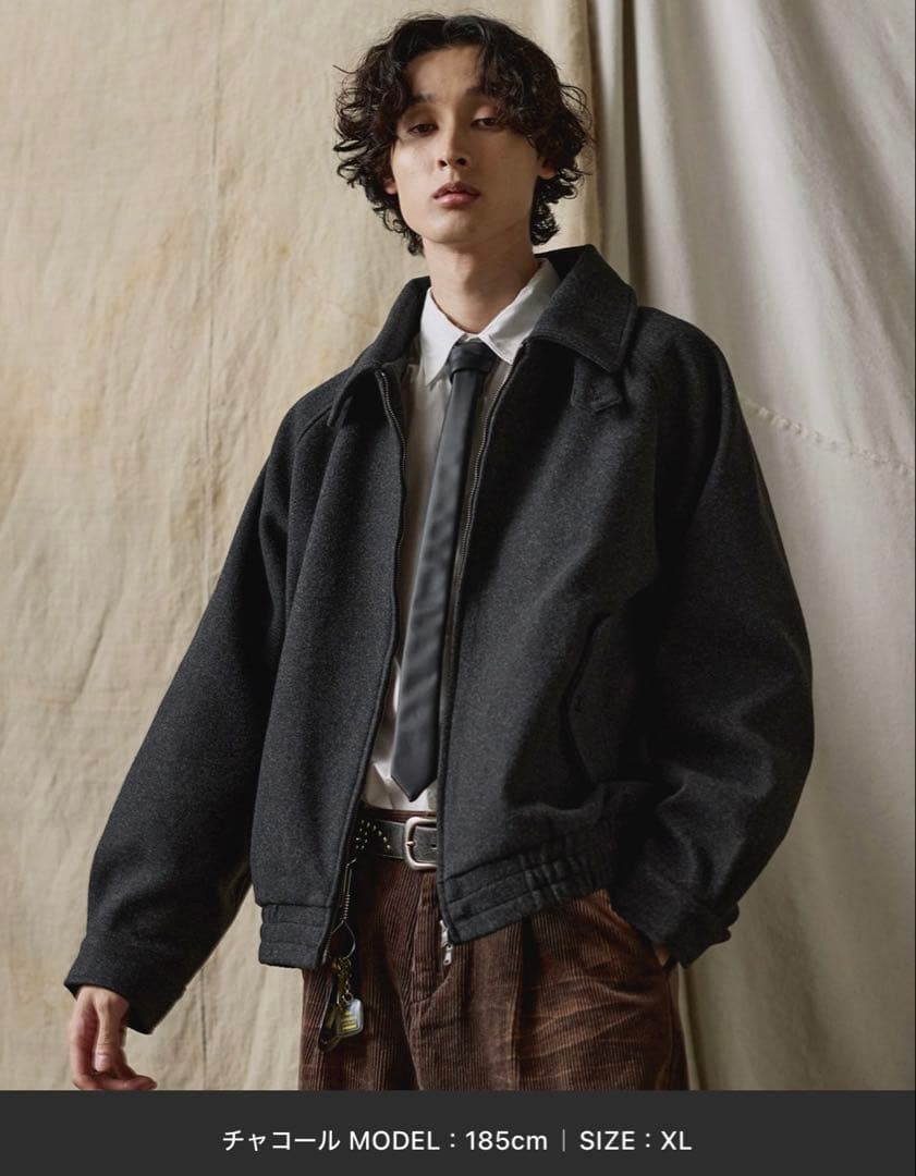 bleme ダブルジップ メルトンハリントンジャケット チンストラップ付き