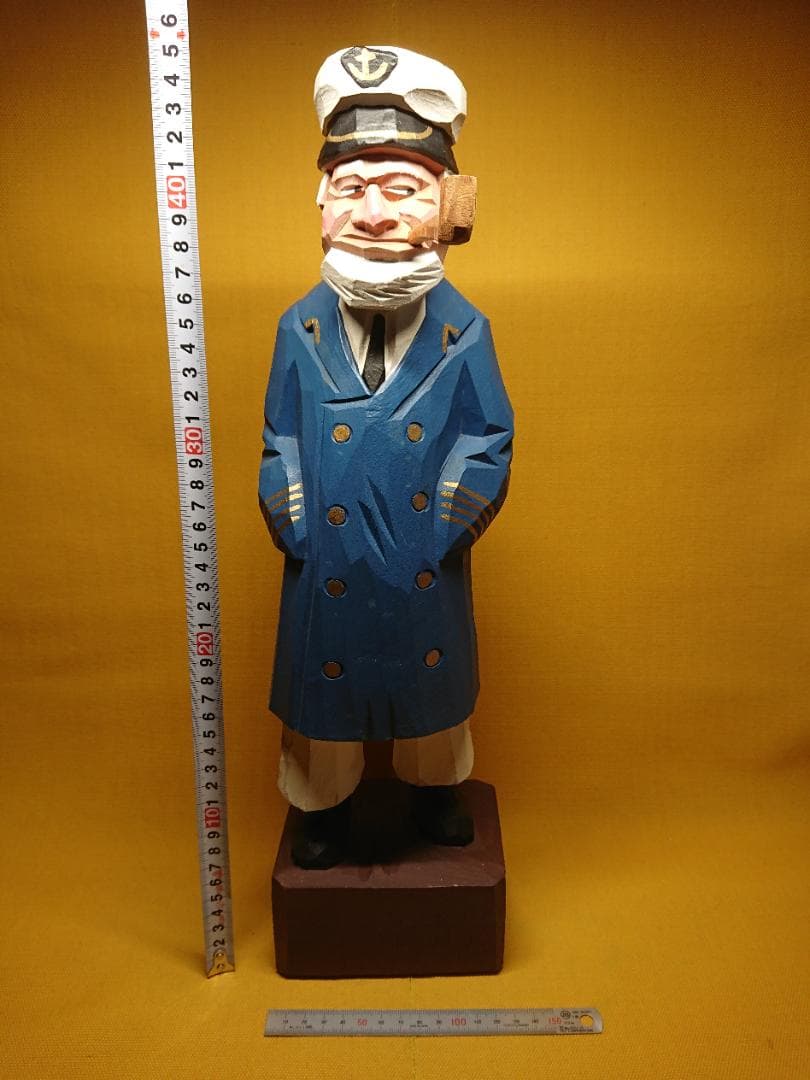 人形　船長　木彫　大型　オブジェ　置物　インテリア　工芸品　美術品　A1155