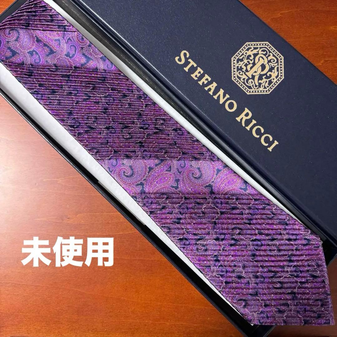 未使用 定価7.9万 ステファノリッチ ペイズリー プリーツタイ ネクタイ