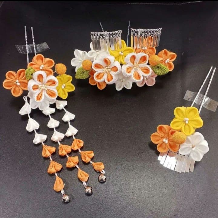 【新品】七五三　髪飾り　勝山かんざし２本　日本髪　つまみ細工 簪　ハレの日