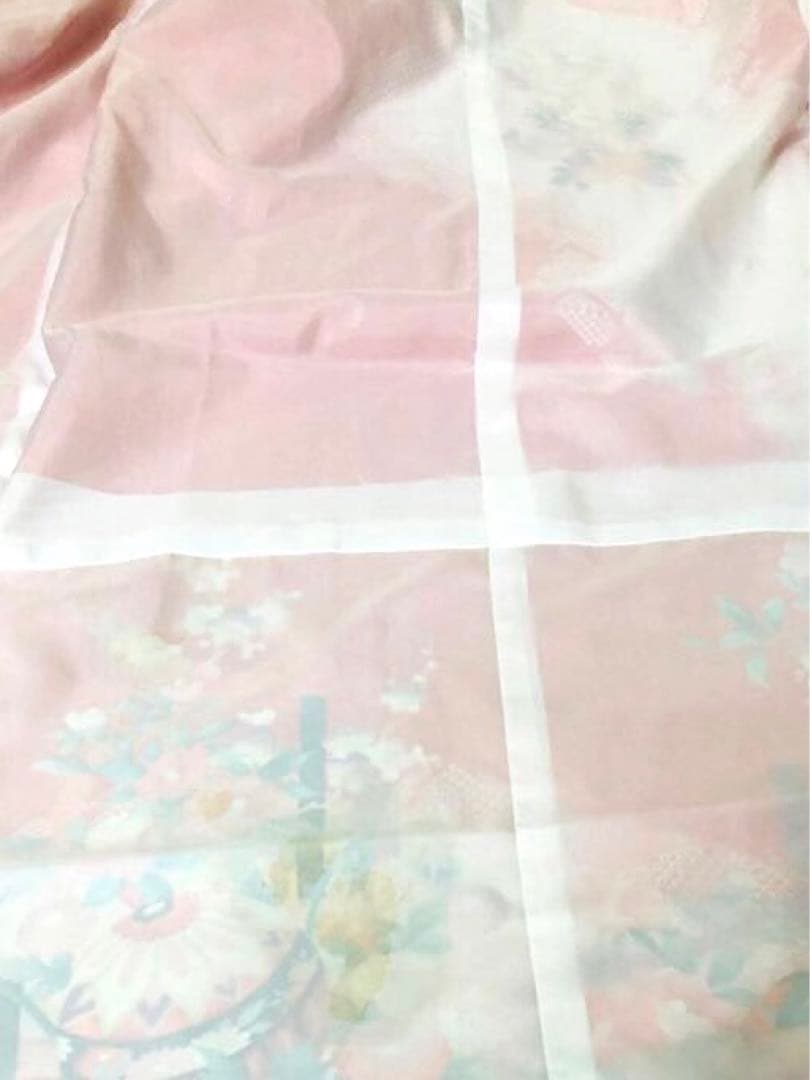 七五三七歳‼正絹赤地×黄色❤️手毬花々金彩ラメきらびやか‼️完全フルセット