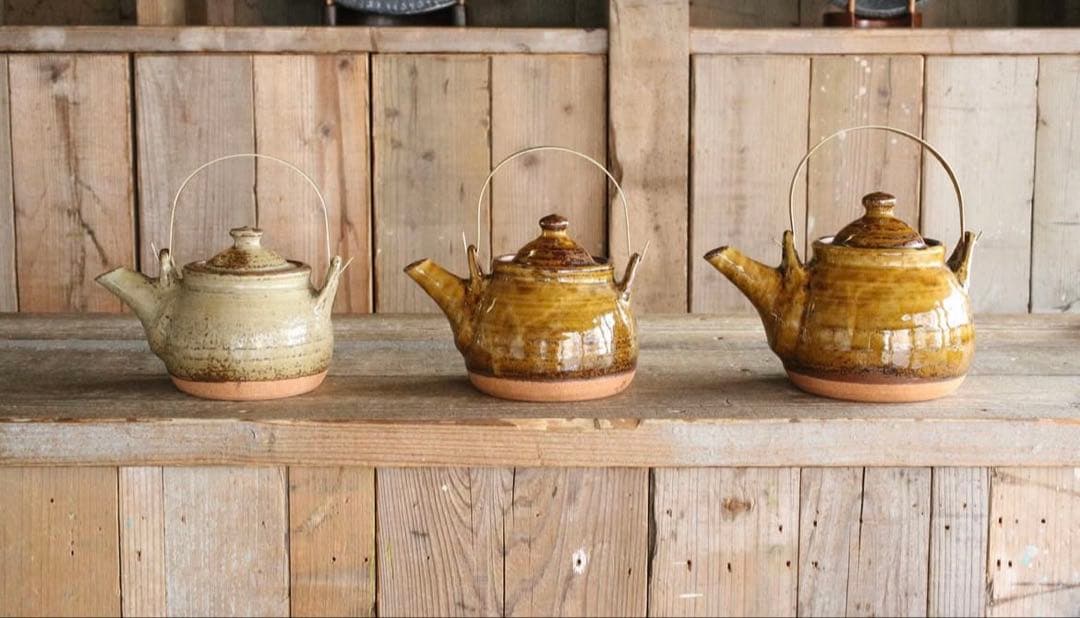 まゆみ窯　真弓亮司 黄土瓶大（直火可）急須　ティーポット