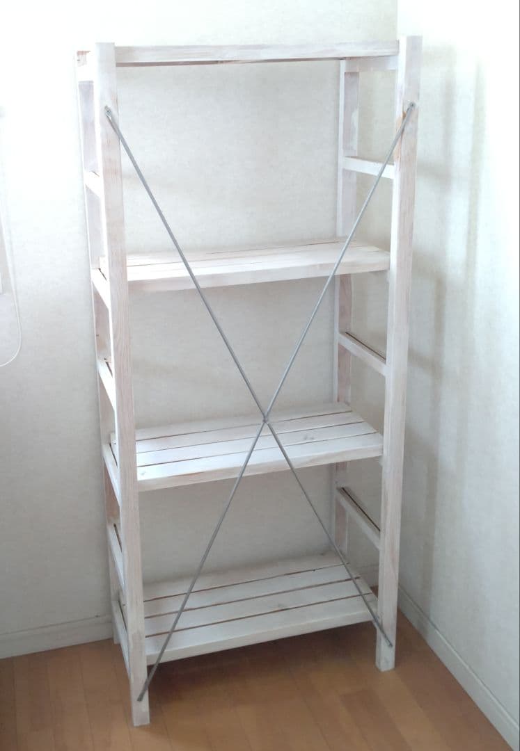 【売約済み】奥行30cm ラック 棚 本棚 シャビー ホワイト スリム