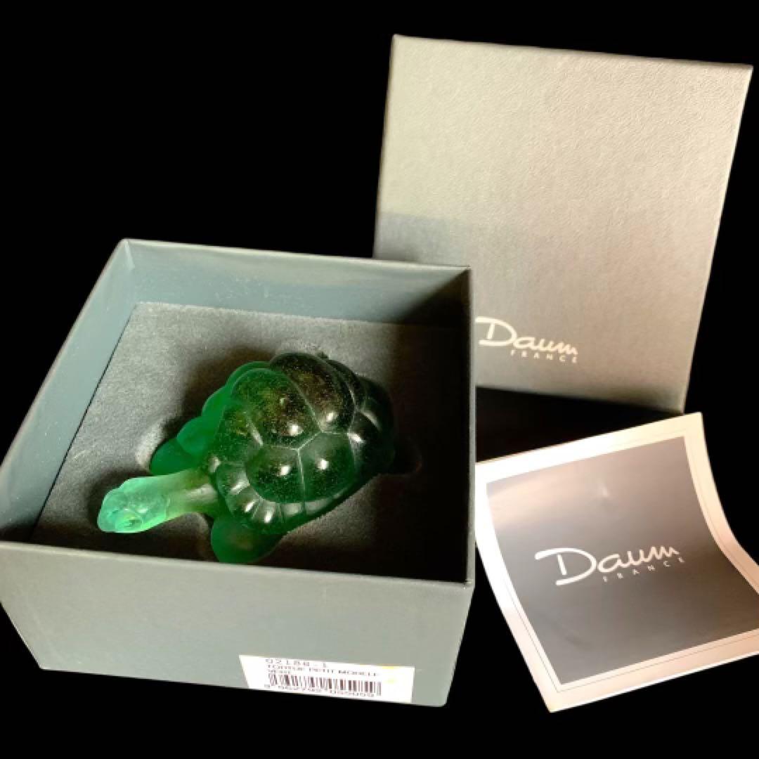 ドームフランス　置物　緑　亀　カメ　　クリスタル　水晶　ナンシー　daum